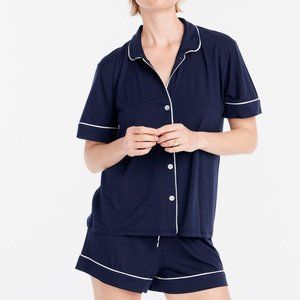 J.CREW NAVY ECO DREAMIEST SHORT SLEEVE SHIRT & SHORTS PAJAMA SET